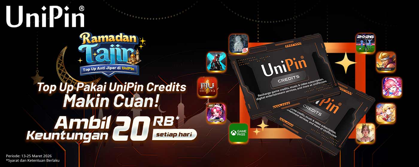 Top Up Pakai UniPin Credits Lebih Hemat 20Ribu!